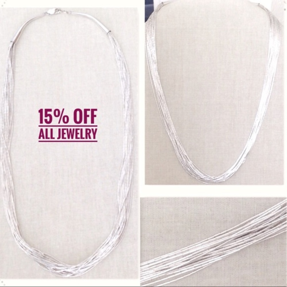 🆕 .925 Sterling Silver Micro Beaded Multi Layer Necklace NWT